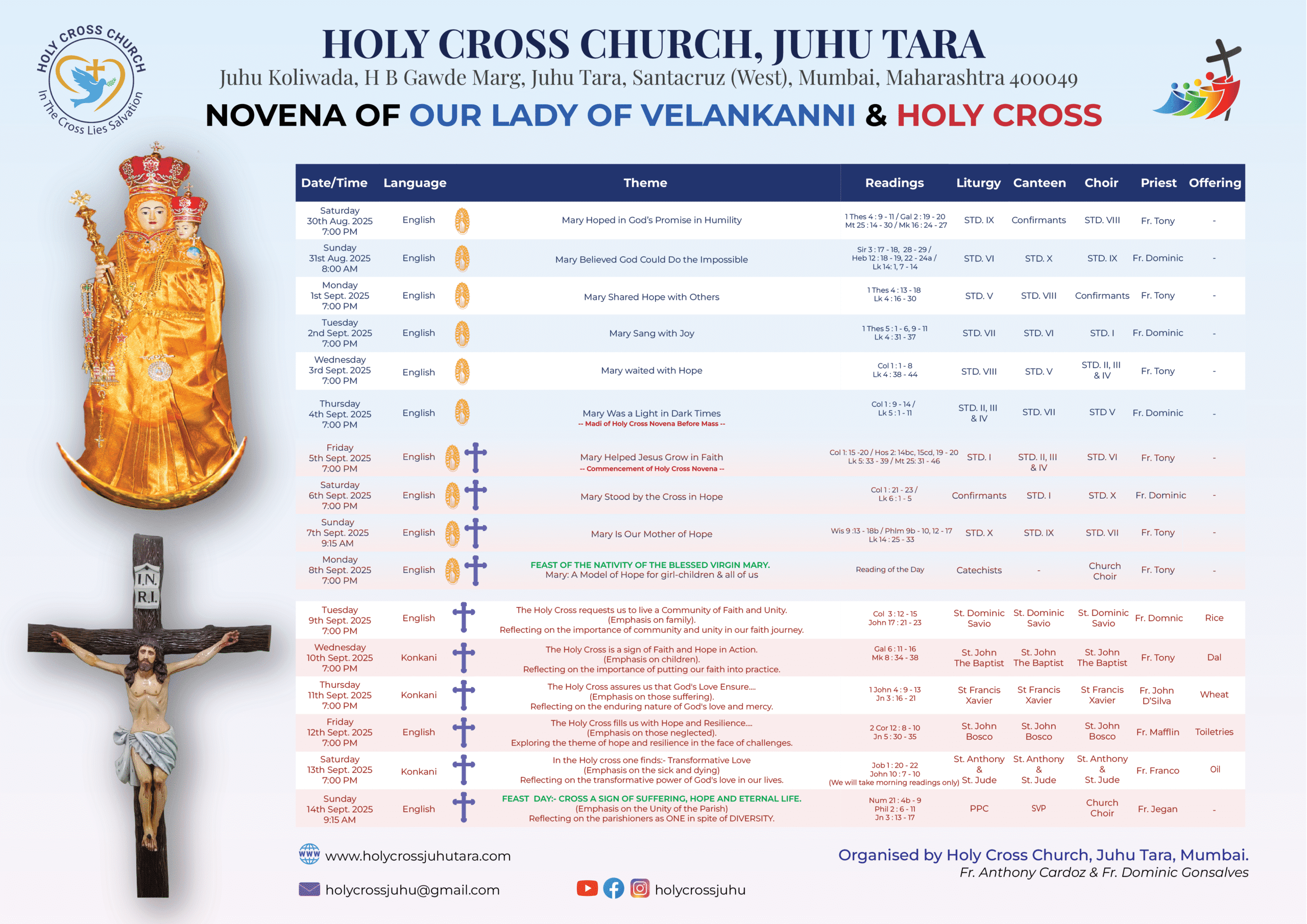 Our Lady of Velankanni & Holy Cross Novena Planner_Novena Poster